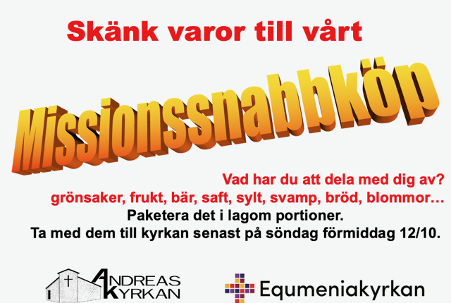 Skänk varor till vårt Missionssnabbköp